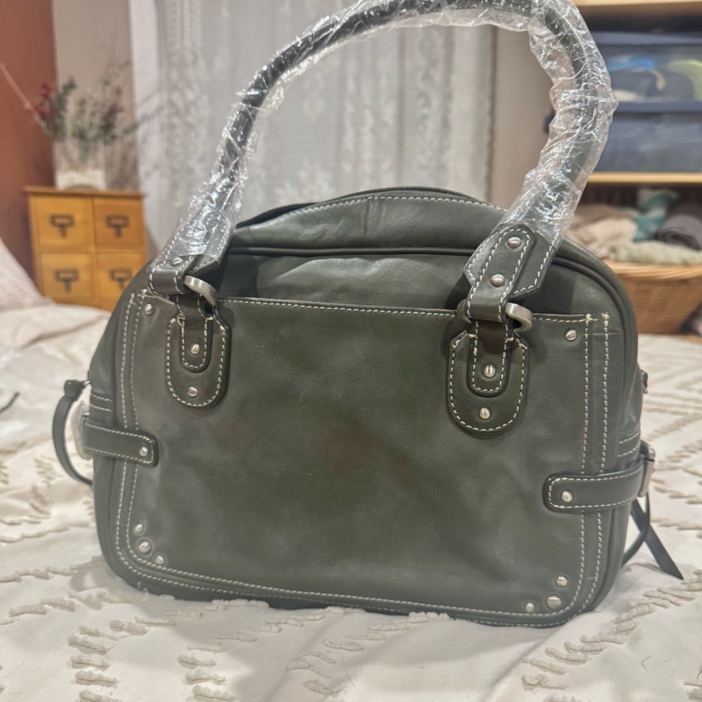 Elegant Designer Green Leather Handbag